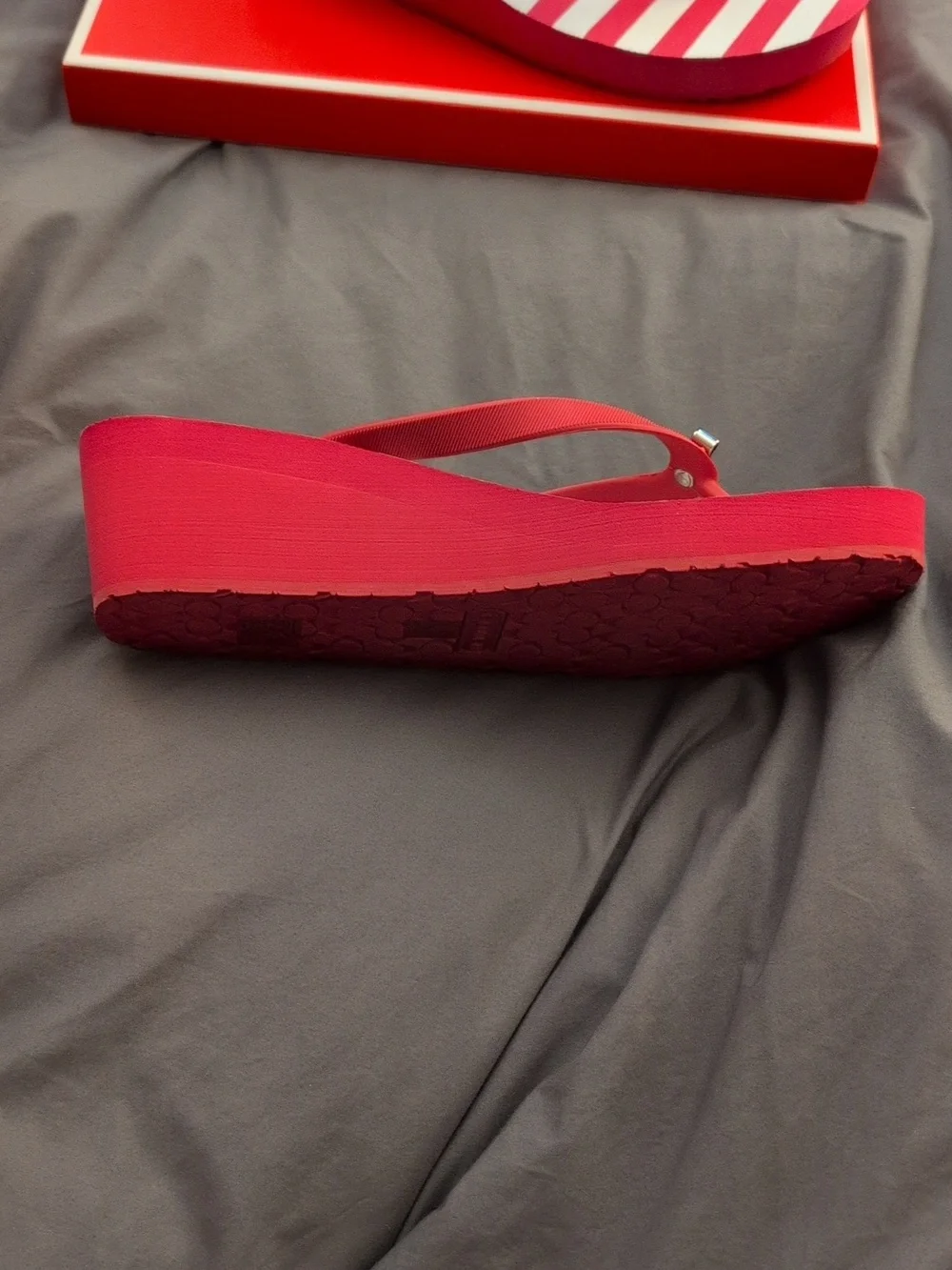 Coach Pop Pink and White Platform Flip Flops Size 10 - Picture 6 of 12